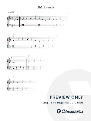Oh Susanna - piano sheet music
