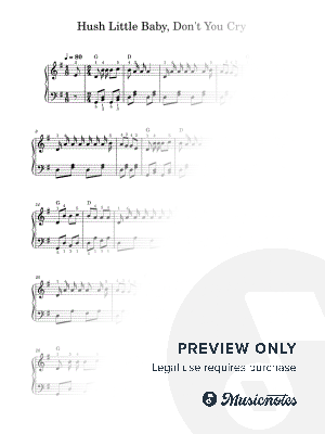 Hush Little Baby, Don't You Cry - piano