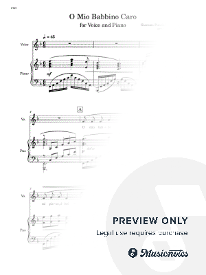 O Mio Babbino Caro - Voice and Piano - F Major (Full Score and Parts)