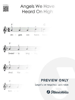 Angels We Have Heard on High I Christmas Piano Tutorial Easy Sheet Music with Letters for Beginners