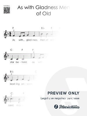 As with Gladness Men of Old I Piano Tutorial Easy Sheet Music with Letters for Beginners