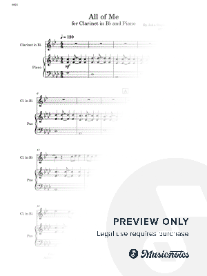 All of Me - Bb Clarinet and Piano (Full Score and Parts)