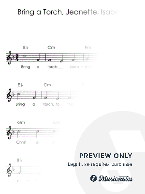 Bring a Torch, Jeanette Isabella I Trumpet Solo with Chords in C + Lyrics 