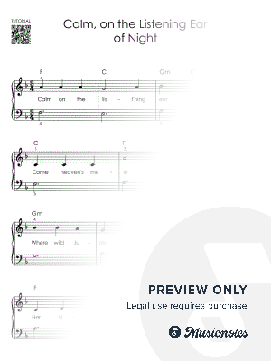 Calm on the Listening Ear of Night I Christmas Piano Tutorial Simplest Arrangement for Beginners