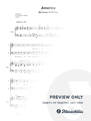 America (My Country, 'Tis of Thee) (2-part choir - (TB)