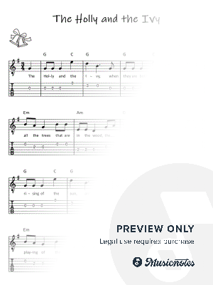 The Holly and the Ivy I Sheet Music with Tabs Chords Lyrics I Super Easy for Beginners