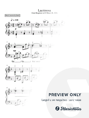 Lacrimosa from Requiem (K. 626) (Wolfgang Amadeus Mozart) [easy]