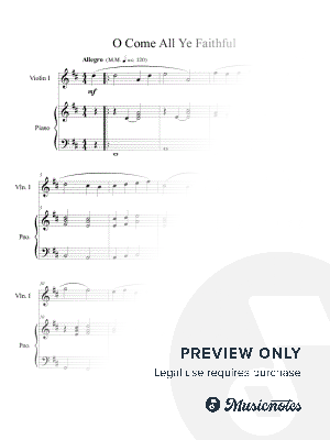 O Come All Ye Faithful (violin solo) with optional piano accompaniment