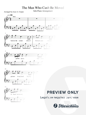 The Man Who Can't Be Moved by Jocar Corpuz - Sheet Music
