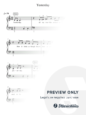 Yesterday - Essentials by Simply Piano - Sheet Music