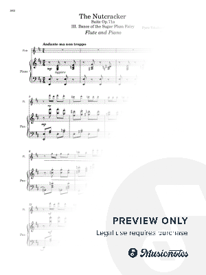 Dance of the Sugar Plum Fairy - Flute and Piano (Full Score and Parts)