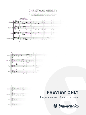 CHRISTMAS MEDLEY - String Quartet - Joy to the World, Deck the Halls, God Rest Ye Merry Gentlemen, Carol of the Bells, Jingle Bells & O, Come All Ye Faithful