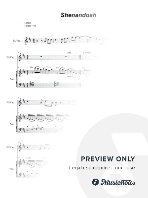 Shenandoah (Flute and Violin solo and Piano) by Stephen DeCesare - Sheet Music