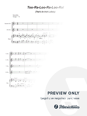 Too-Ra-Loo-Ra-Loo-Ral (That's an Irish Lullaby) (for Saxophone Quartet and Piano) by Stephen DeCesare - Sheet Music