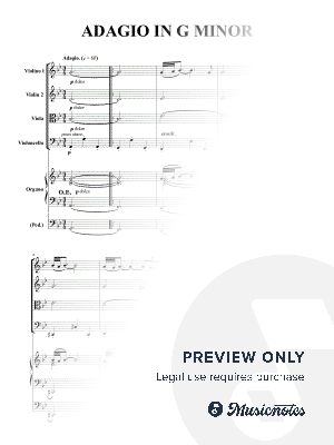 Albinoni: Adagio in G Minor (for String Quartet and Organ) by FRC Music - Sheet Music