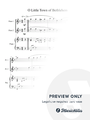 O Little Town of Bethlehem (Flute Duet) with piano accompaniment by B. C. Dockery - Sheet Music