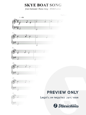 SKYE BOAT SONG - from Outlander Theme Song - STARZ series - EASY PIANO