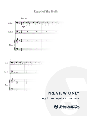 Carol of the Bells (Cello Duet with Piano Accompaniment) by B. C. Dockery - Sheet Music