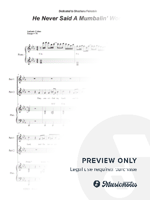 He Never Said A Mumbalin' Word (2-part choir) by Stephen DeCesare - Sheet Music