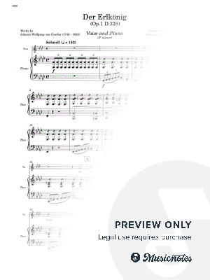 Der Erlkönig by Schubert - Voice and Piano - F minor (Full Score and Parts) by Sheet Music To Play Editions - Sheet Music