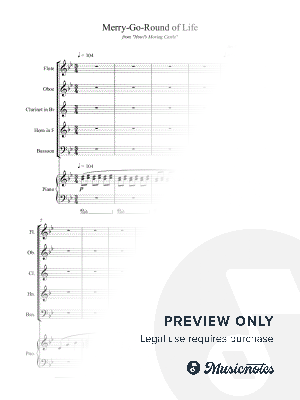 Howl's Moving Castle - Merry Go Round of Life - Wind Quintet & Piano - Full Version