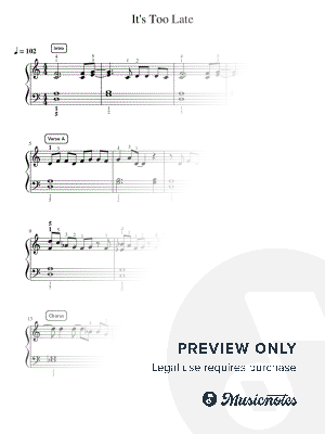 It's Too Late - Intermediate by Simply Piano - Sheet Music