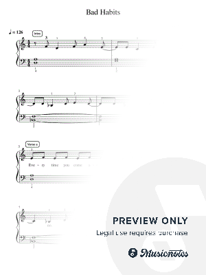 Bad Habits - Intermediate by Simply Piano - Sheet Music