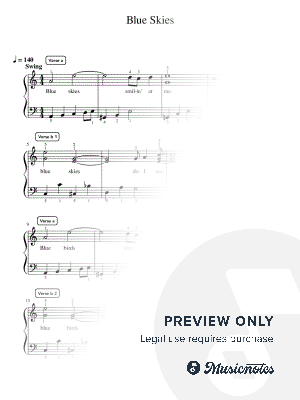 Blue Skies - Pre-Advanced by Simply Piano - Sheet Music