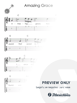 Amazing Grace I Easy Banjo Sheet Music for Beginners by Alicja Urbanowicz - Sheet Music