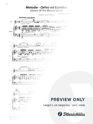 Melodie from Orfeo ed Euridice - Violin and Piano (Full Score and Parts) by Sheet Music To Play Editions - Sheet Music