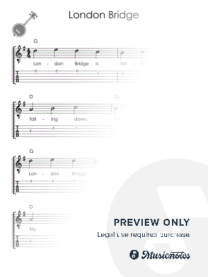 London Bridge I Easy Banjo Sheet Music for Beginners by Alicja Urbanowicz - Sheet Music