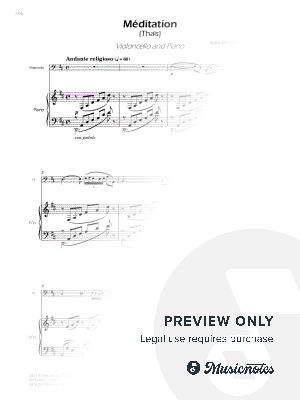 Meditation from Thais - Cello and Piano (Full Score and Parts)