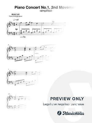 Chopin - Piano Concerto No.1 (2nd Movement) : Romanze (Larghetto) in D Major [simplified]