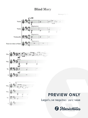 Blind Mary - Violin, Cello, and Voice by Matthew Saayman - Sheet Music