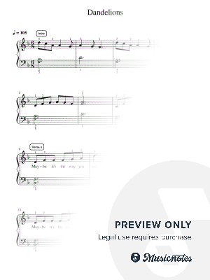 Dandelions - Pre-Advanced by Simply Piano - Sheet Music