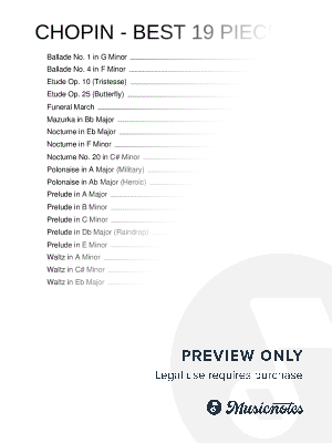 Chopin - Best 19 PIECES | Easy Sheet Music Collection | Frederic Chopin | Romanticism | Ballade | Tristesse & Butterfly Etude | Funeral March | Mazurkain Bb Major | Nocturne | Heroic & Military Polonaise | Raindrop Prelude | Waltz (Grande Valse Brillante)