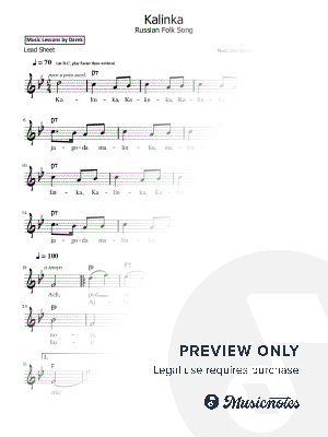Kalinka | Lead Sheet | Russian Folk Music | Ivan Larionov | Chords, Lyrics Included by Music Lessons by Darek - Sheet Music