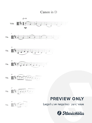  Canon in D (Viola Solo) by B. C. Dockery - Sheet Music