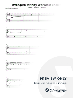 Infinity War from Avengers (Grade 1) Easy Piano Solo Sheet Music with Note Names by Valarie Liau Mem Sem - Sheet Music