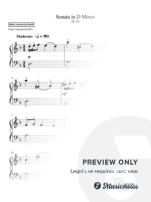 Sonata in D Minor (K 32) | Domenico Scarlatti | Easy Baroque Tune | Simple Version for Piano