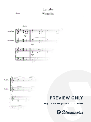 Brahms's Lullaby (Alto and Tenor Sax Duet with Piano Accompaniment) by B. C. Dockery - Sheet Music
