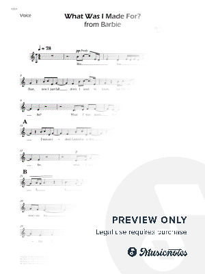 What Was I Made For? - Lead Sheet by Sheet Music To Play Editions - Sheet Music