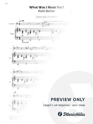 What Was I Made For? - Cello and Piano (Full Score and Parts) by Sheet Music To Play Editions - Sheet Music