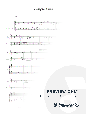 Simple Gifts (Duet for Flute and Bb-Clarinet) by Stephen DeCesare - Sheet Music