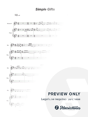 Simple Gifts (French Horn solo and Piano) by Stephen DeCesare - Sheet Music
