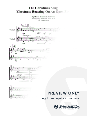 The Christmas Song (Chestnuts Roasting On An Open Fire) - Violin Duet - G