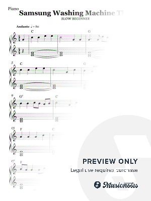 Samsung Washing Machine Theme (BOTH HANDS - SLOW BEGINNER PIANO)