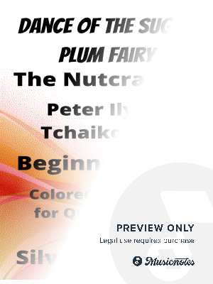 Dance of the Sugar Plum Fairy Nutcracker Beginner Piano Sheet Music with Colored Notation