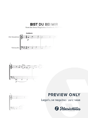 J. S. Bach - Bist du bei Mir (BWV 508) (for Alto Sax and Cello) by Cadenza Editions - Sheet Music