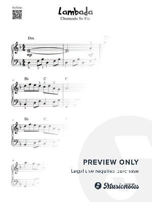 Lambada I Kaoma I Chorando Se Foi I Easy Piano Tutorial Sheet Music for Beginners